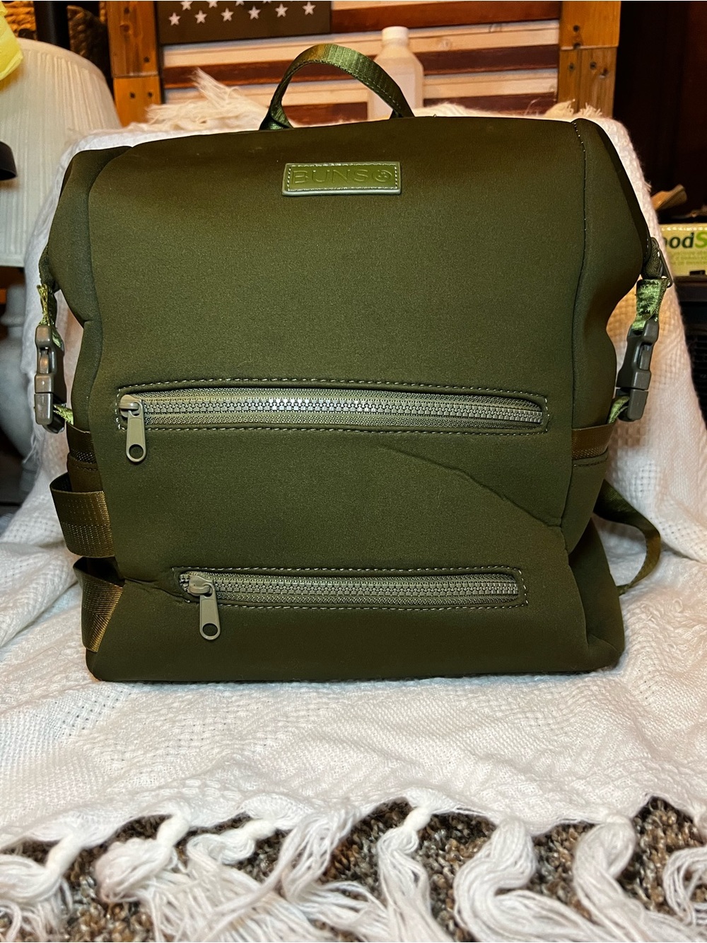 Olive Green BUNSO Baby Diaper bag.